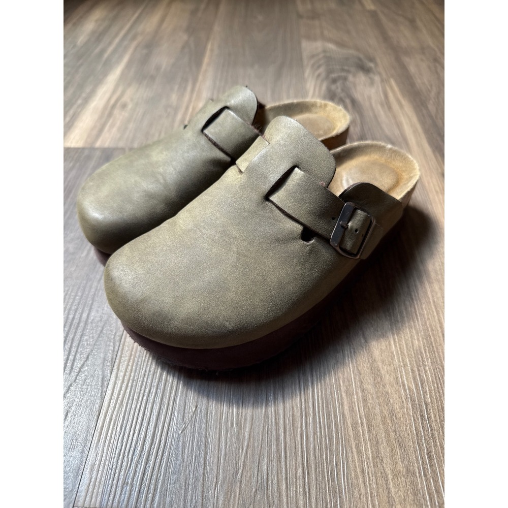 Cushionaire Women's‎ Olive Green Platform Clogs Vegan Suede | Color: Brown/Green
